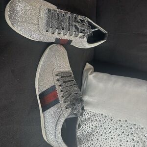 Stylish Silver Glitter Men's Sneakers